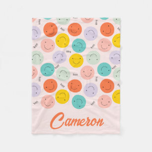 Färglöst leende Lycklig Ansikte Mönster Fleecefilt