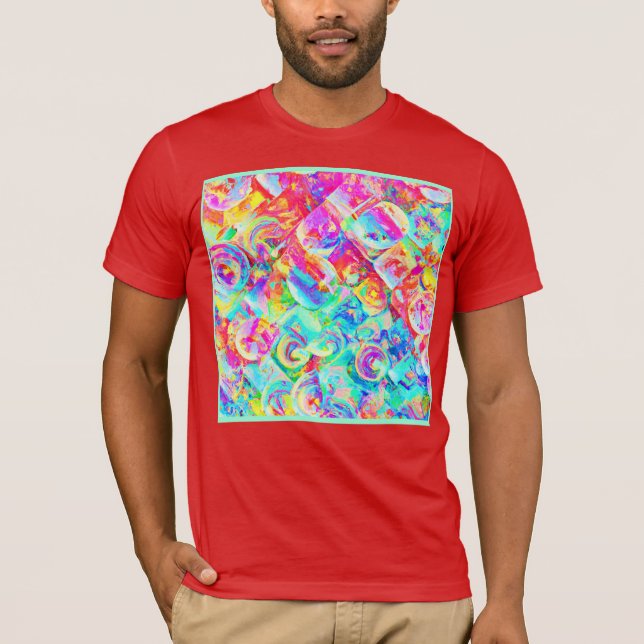 Färglöst, levande, abstrakt Mönster T Shirt (Framsida)