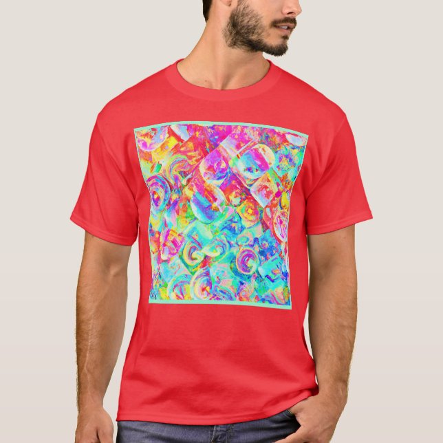 Färglöst, levande, abstrakt Mönster T Shirt (Framsida)