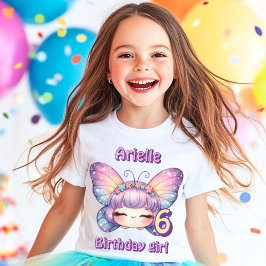 Färglöst lila fairy ansikte-fjäril födelsedag t shirt