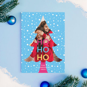 Färglöst ljus nyans Ho Ho Julfoto Blue Julkort