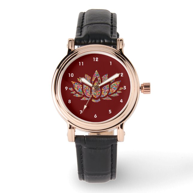 Färglöst Lotus Flower Design Watch Armbandsur (Framsida)