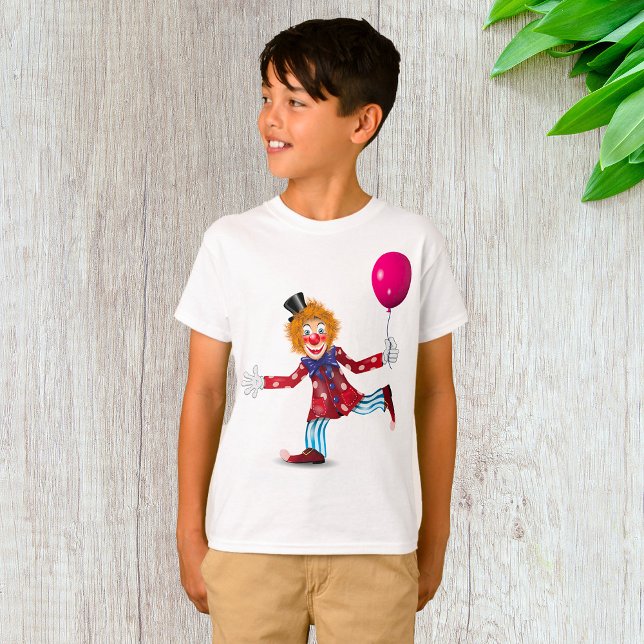 Färglöst Lycklig Clown with Balloon Roligt Circus T Shirt (Skapare uppladdad)