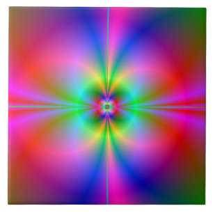 Färglöst Magnetosphere Rainbow Fractal Art Kakelplatta