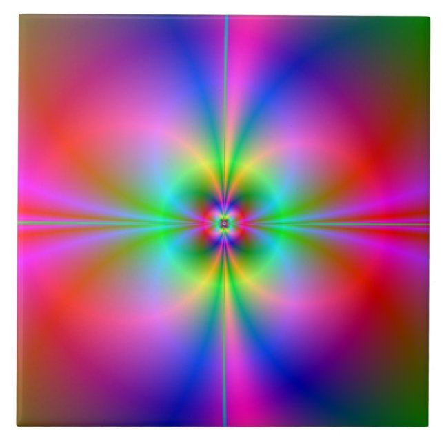 Färglöst Magnetosphere Rainbow Fractal Art Kakelplatta (Framsidan)