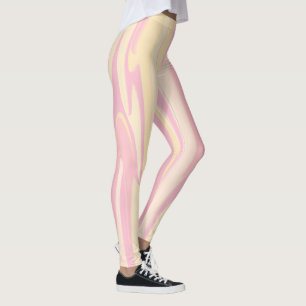 Färglöst marmor Mönster   Rosa Abstrakt Leggings