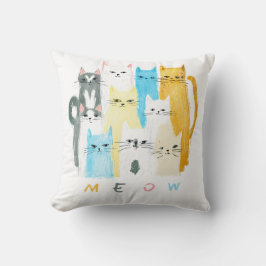 Färglöst MEOW-katter Dekorativ kudde - Roligt och