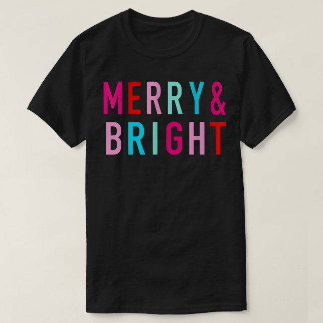 Färglöst Merry and Bright Family God jul P T Shirt (Design framsida)