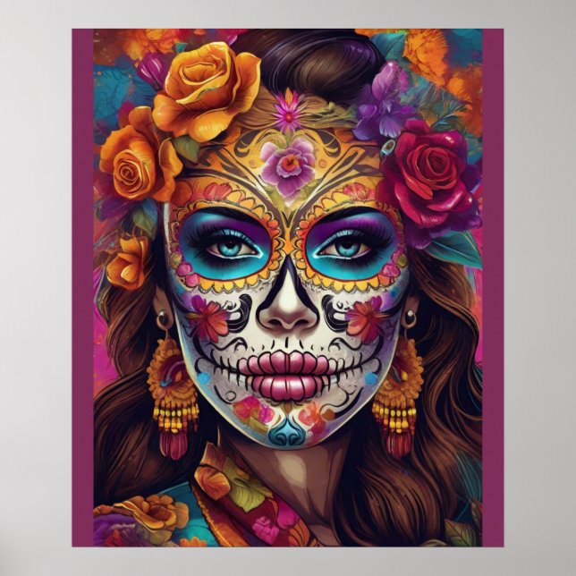 Färglöst minne: Kvinnans stenande socker Skull Poster (Framsidan)