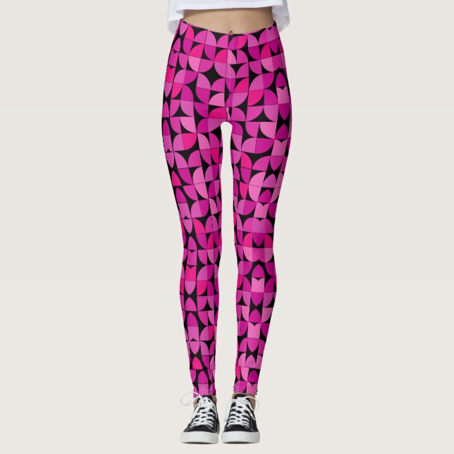 Färglöst Mönster, Rosa, Ro, Blommönster Leggings (Framsida)