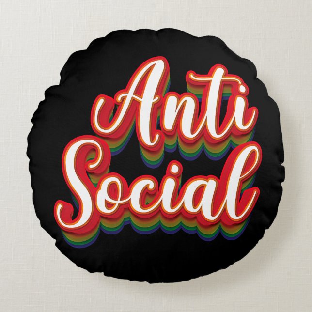 Färglöst mot Social Rund Kudde (Framsidan)