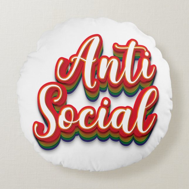 Färglöst mot Social Rund Kudde (Framsidan)