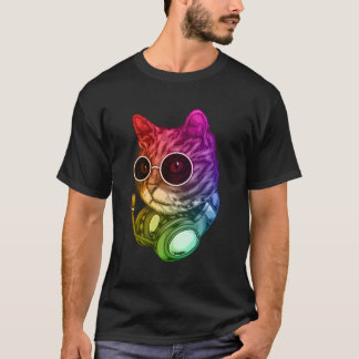 Färglöst musikkatthörlurar Raver Animal T Shirt