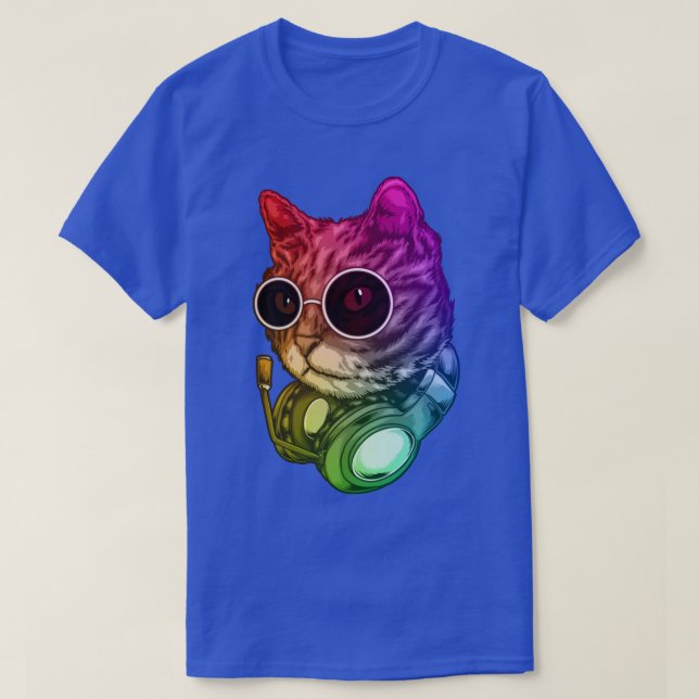 Färglöst musikkatthörlurar Raver Animal T Shirt (Design framsida)