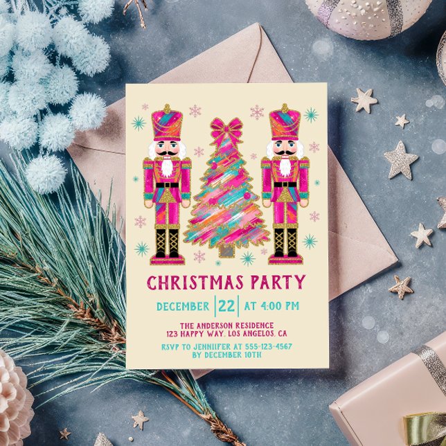 Färglöst näsborre och Glitter jul Party Inbjudningar (Skapare uppladdad)