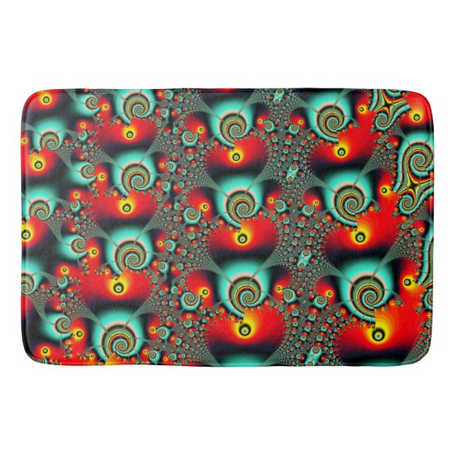 Färglöst nätverksarbete Fractal Art Design Badrumsmatta (Framsidan)