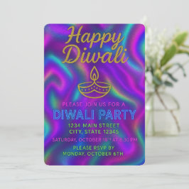 Färglöst Neon Glow Lycklig Diwali Party Inbjudningar