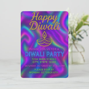 Färglöst Neon Glow Lycklig Diwali Party Inbjudningar