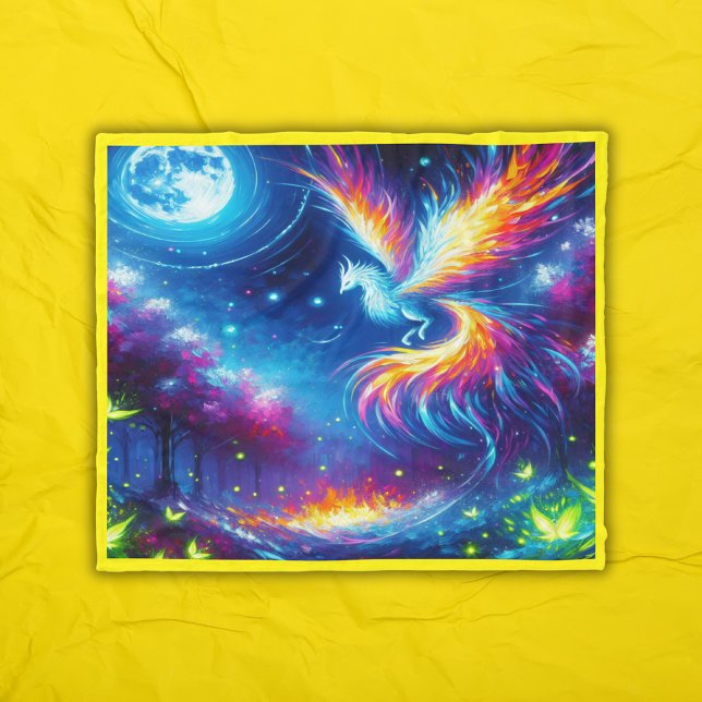 Färglöst Neon Phoenix med Night Himlar | Fleecefilt (Skapare uppladdad)