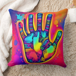 Färglöst nyans 5 och 5 Finger tryckt konst Kudde