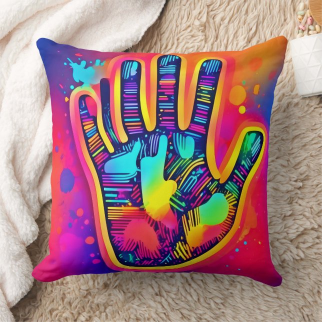 Färglöst nyans 5 och 5 Finger tryckt konst Kudde (Filt)