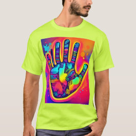 Färglöst nyans 5 och 5 Finger tryckt konst T Shirt