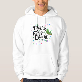 Färglöst nyans och ljus jultypografi hoodie