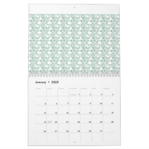 Färglöst omslag papper med upprepat mönster o kalender