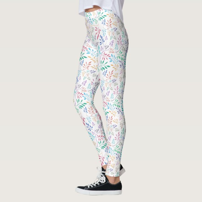 Färglöst, ömtåligt Blad Mönster Leggings (Vänster)