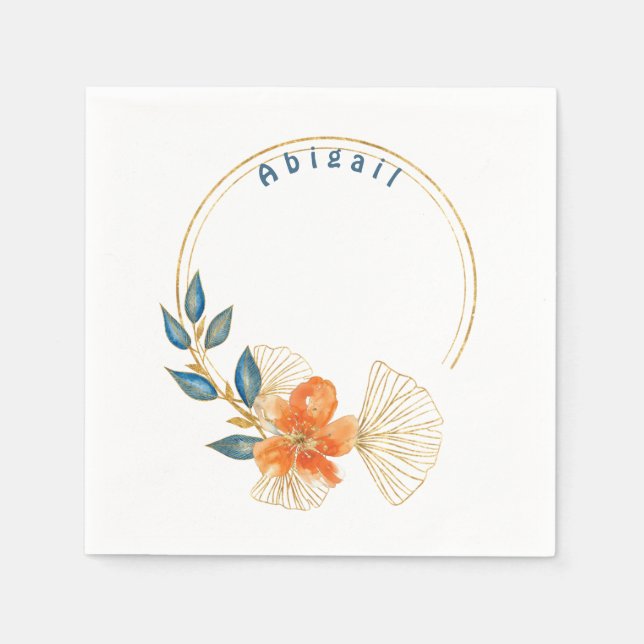 Färglöst Orange Blue och Guld Baby Shower Pappersservett (Framsidan)