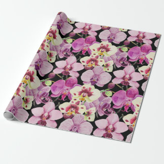 Färglöst orkidéblomma Mönster Presentpapper