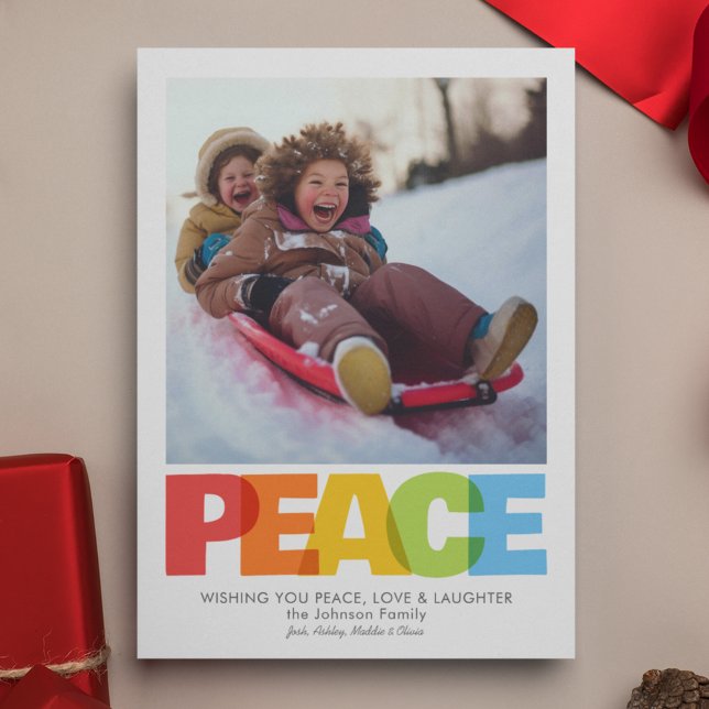 Färglöst överlappande PEACE Julönskat foto Julkort (Skapare uppladdad)