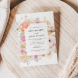 Färglöst pastel Blommigt Ram Bröllop Inbjudningar<br><div class="desc">Den här bröllopsinbjudan innehåller en vacker blommigt ram som består av mjuka pastellblommor i rosa, orange, blått, gult och vitt. Det är perfektens väg till inbjudan med dina gäster till din speciella dag med lite elegans och charm. De färgstarka blommorna tillför en popo från färg samtidigt som de bibehåller ett...</div>
