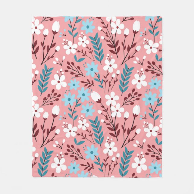 Färglöst pastel Blommor Sömlöst Mönster med rosa  Fleecefilt (Framsidan)