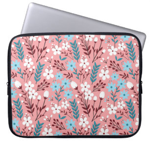 Färglöst pastel Blommor Sömlöst Mönster med rosa Laptop Fodral