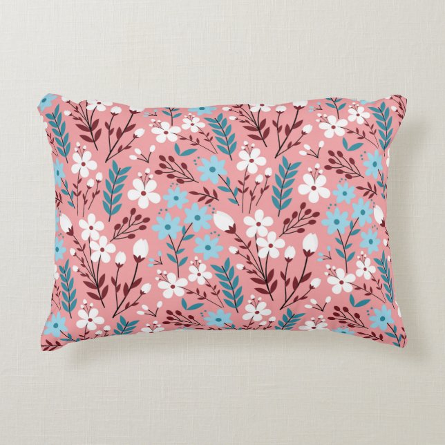 Färglöst pastel Blommor Sömlöst Mönster med rosa  Prydnadskudde (Framsidan)