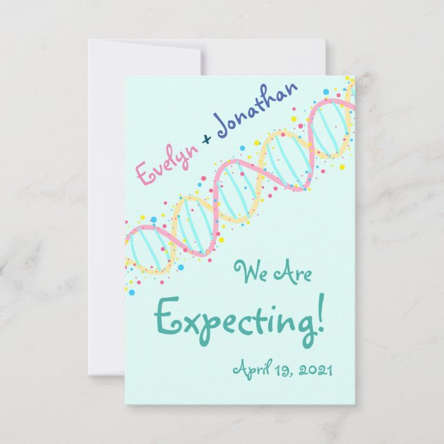 Färglöst pastel-DNA Vi förväntar oss ett Baby-kort Tack Kort (Framsida)