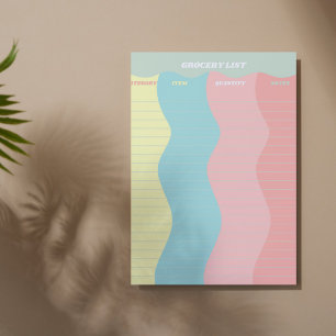 Färglöst Pastel Groovy Retro Livsmedel-lista Anteckningsblock