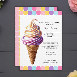 Färglöst pastel Ice Cream Sundae Baby Shower Inbjudningar