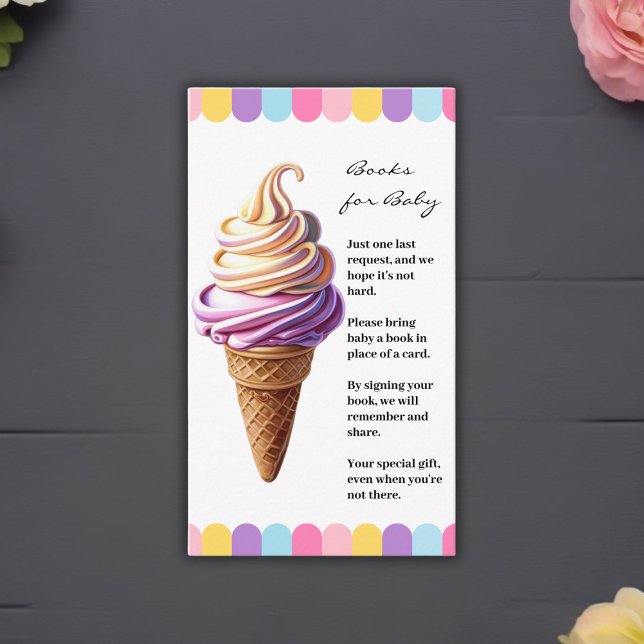 Färglöst pastel Ice Cream Sundae Baby Shower Tilläggskort (Skapare uppladdad)