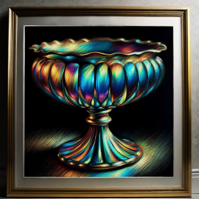 Färglöst pastel Teckning Antique Art Glass Compote Poster (Skapare uppladdad)