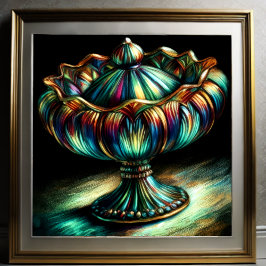 Färglöst pastel Teckning Antique Art Glass Compote Poster