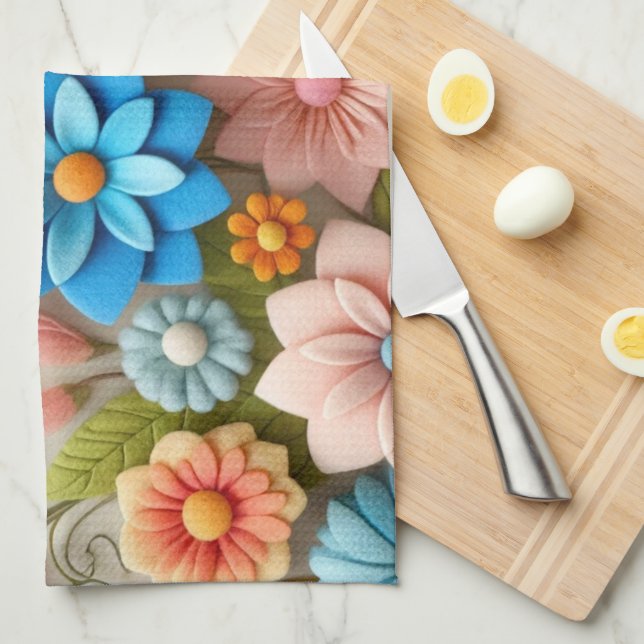 Färglöst Pastel Vår 3D-Blommigt, bild Kökshandduk (Vikt i Fjärdedel)