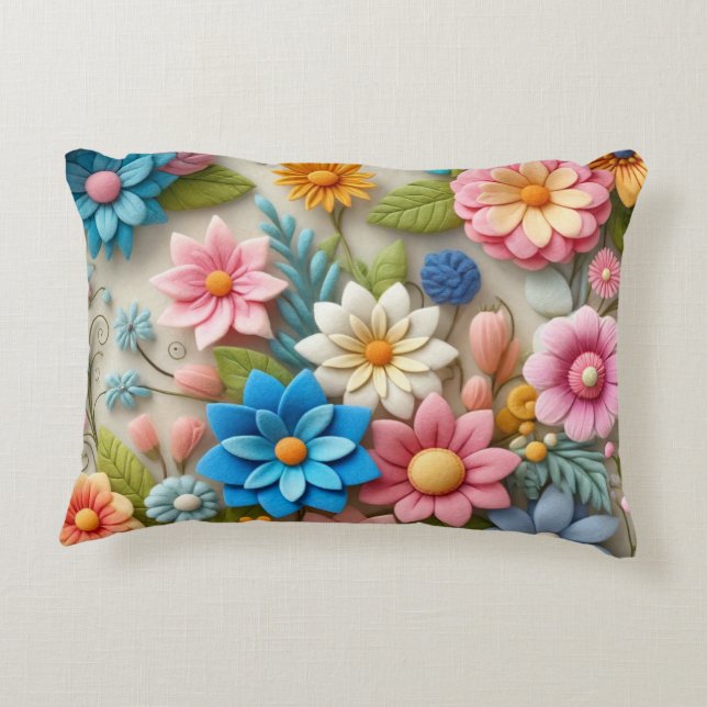 Färglöst Pastel Vår 3D-Blommigt, bild Prydnadskudde (Baksidan)