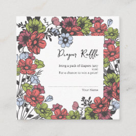 Färglöst pastel Wildblomma Baby Diaper Raffle Tilläggskort