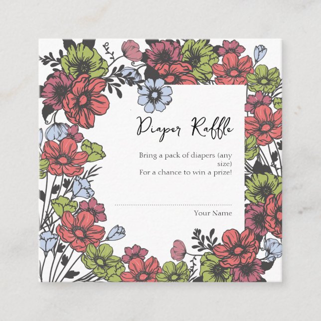 Färglöst pastel Wildblomma Baby Diaper Raffle Tilläggskort (Framsida)