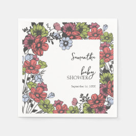 Färglöst pastel Wildblomsterbabyskor Pappersservett