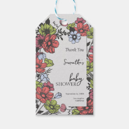 Färglöst pastel Wildblomsterbabyskor Presentetikett