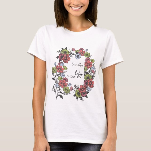 Färglöst pastel Wildblomsterbabyskor T Shirt (Framsida)