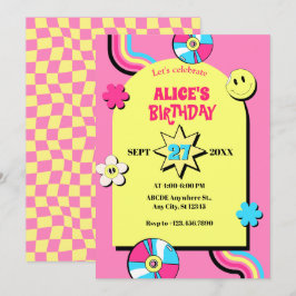 Färglöst pastellfödelsedag för popup-roligt inbjudningar